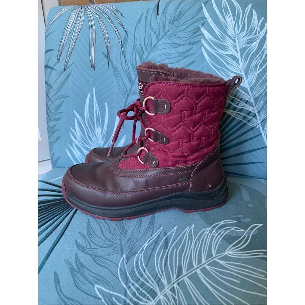 Ugg Australia Lachlan Shearling Waterproof Cordovan Maroon Winter Snow Boots 8.5